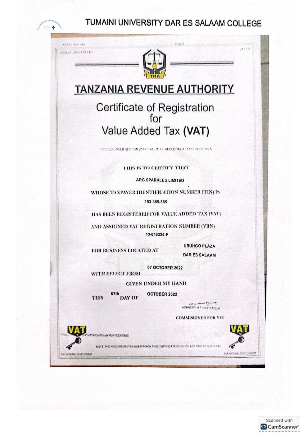 TRA — Value Added Tax (VAT)
